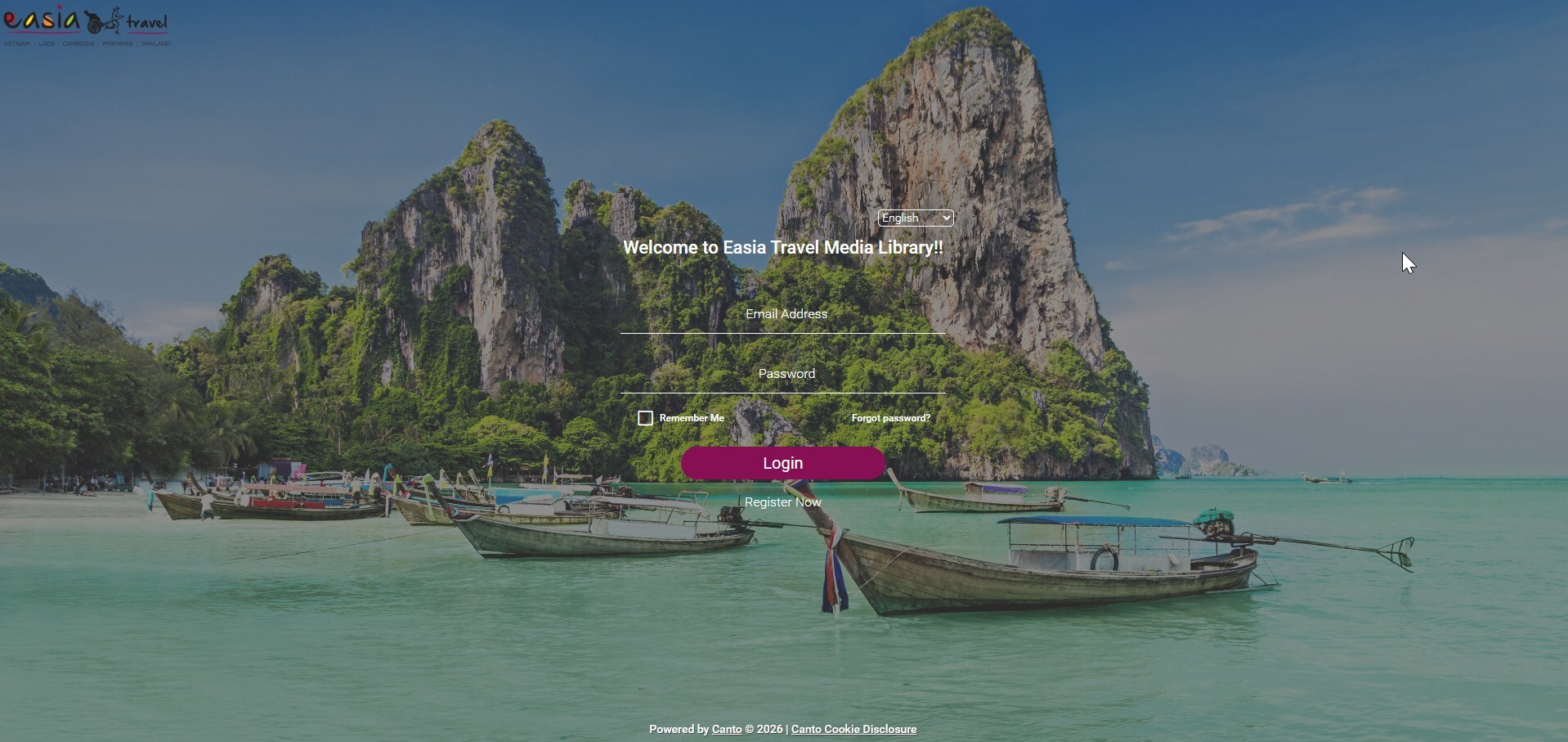Easia Media Library login screen